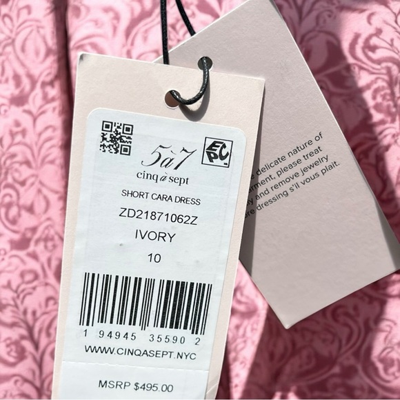 🌻 CINQ À SEPT Cara Ivory Short Draped-tie Satin Silk Combo Mini Dress Size 10 - Picture 12 of 13